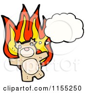 Cartoon Of A Thinking Bear With Flames Royalty Free Vector Illustration