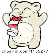 Cartoon Of A Bear Eating A Christmas Stocking Royalty Free Vector Illustration by lineartestpilot