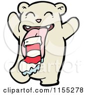 Cartoon Of A Bear Eating A Christmas Stocking Royalty Free Vector Illustration by lineartestpilot
