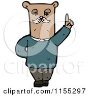 Cartoon Of A Bear Holding Up A Finger Royalty Free Vector Illustration