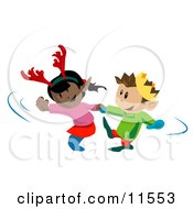 Poster, Art Print Of Girl Wearing Antlers Dancing With A Boy Wearing A Crown