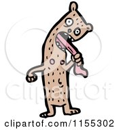 Cartoon Of A Bear Holding Its Tongue Royalty Free Vector Illustration