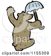 Cartoon Of A Bear With An Umbrella Royalty Free Vector Illustration