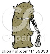 Cartoon Of A Bear In Chains Royalty Free Vector Illustration