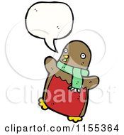 Cartoon Of A Talking Robin Wearing A Scarf Royalty Free Vector Illustration