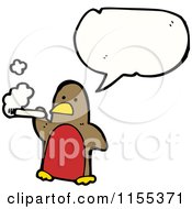 Cartoon Of A Talking Smoking Robin Royalty Free Vector Illustration
