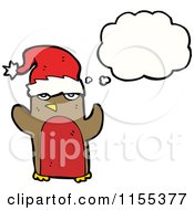 Cartoon Of A Thinking Christmas Robin Royalty Free Vector Illustration