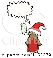 Cartoon Of A Talking Smoking Christmas Robin Royalty Free Vector Illustration