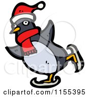 Cartoon Of A Penguin Ice Skating Royalty Free Vector Illustration