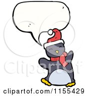 Cartoon Of A Talking Christmas Penguin Royalty Free Vector Illustration