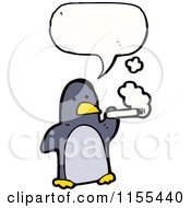 Cartoon Of A Talking Smoking Penguin Royalty Free Vector Illustration