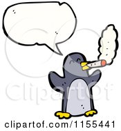 Cartoon Of A Talking Smoking Penguin Royalty Free Vector Illustration