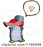 Cartoon Of A Talking Penguin Wearing A Scarf Royalty Free Vector Illustration