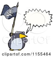 Poster, Art Print Of Talking Penguin With A Pirate Flag