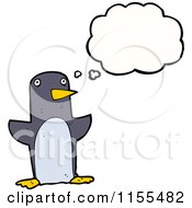 Cartoon Of A Thinking Penguin Royalty Free Vector Illustration