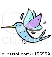 Cartoon Of A Blue Hummingbird Royalty Free Vector Illustration