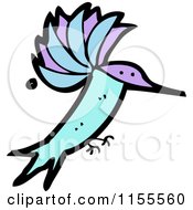 Cartoon Of A Blue Hummingbird Royalty Free Vector Illustration