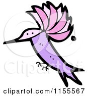 Cartoon Of A Purple Hummingbird Royalty Free Vector Illustration by lineartestpilot