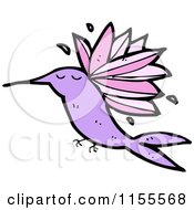 Cartoon Of A Purple Hummingbird Royalty Free Vector Illustration