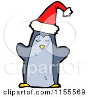 Cartoon Of A Christmas Penguin Royalty Free Vector Illustration by lineartestpilot