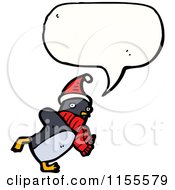 Cartoon Of A Talking Christmas Penguin Royalty Free Vector Illustration