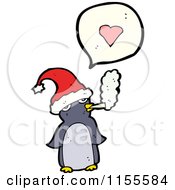 Cartoon Of A Talking Smoking Christmas Penguin Royalty Free Vector Illustration