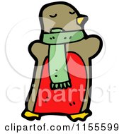 Cartoon Of A Robin Wearing A Scarf Royalty Free Vector Illustration