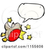 Cartoon Of A Talking Robin With Stars Royalty Free Vector Illustration