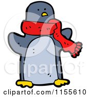 Cartoon Of A Penguin Wearing A Scarf Royalty Free Vector Illustration by lineartestpilot