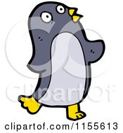 Cartoon Of A Blue Penguin Royalty Free Vector Illustration by lineartestpilot