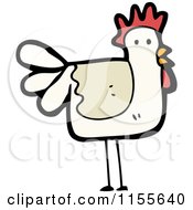 Cartoon Of A White Chicken Royalty Free Vector Illustration