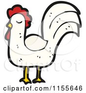 Cartoon Of A White Chicken Royalty Free Vector Illustration