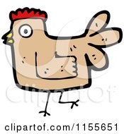 Cartoon Of A Brown Chicken Royalty Free Vector Illustration by lineartestpilot