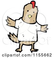 Cartoon Of A Brown Chicken In A Shirt Royalty Free Vector Illustration
