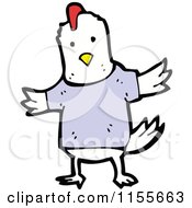 Cartoon Of A White Chicken In A Shirt Royalty Free Vector Illustration by lineartestpilot