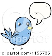 Cartoon Of A Talking Blue Bird Royalty Free Vector Illustration