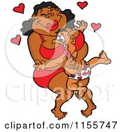 Poster, Art Print Of Chubby Black Woman Squishing A Man Between Her Breasts