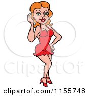 Cartoon Of A Gorgeous Woman In A Red Dress Royalty Free Vector Illustration