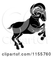 Clipart Of A Black And White Horoscope Zodiac Astrology Aries Ram Royalty Free Vector Illustration