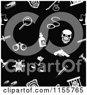 Clipart Of A Seamless Black And White Crim Law Or Legal Icon Background Pattern Royalty Free Vector Illustration