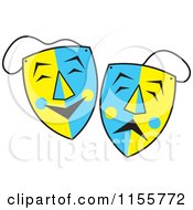 Poster, Art Print Of Blue And Yellow Comedy And Drama Theater Masks
