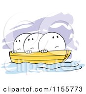 Cartoon Of Nervous Moodie Characters In The Same Boat Royalty Free Vector Illustration