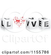 Clipart Of 3d Cubes And Hearts Spelling Love Royalty Free Vector Illustration