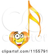 Clipart Of A Happy Yellow Heart Music Note Royalty Free Vector Illustration