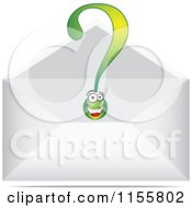 Clipart Of A Green Question Mark Character Letter In An Envelope Royalty Free Vector Illustration