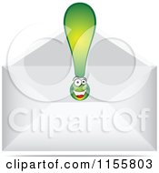 Clipart Of A Green Exclamation Point Character Letter In An Envelope Royalty Free Vector Illustration by Andrei Marincas