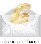 Poster, Art Print Of 3d Gold Euro Symbol Letter In An Envelope