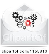 Clipart Of A Gear Letter In An Envelope Royalty Free Vector Illustration