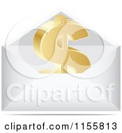 Clipart Of A 3d Gold Dollar Symbol Letter In An Envelope Royalty Free Vector Illustration by Andrei Marincas