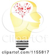 Poster, Art Print Of Yellow Lightbulb Head With Hearts